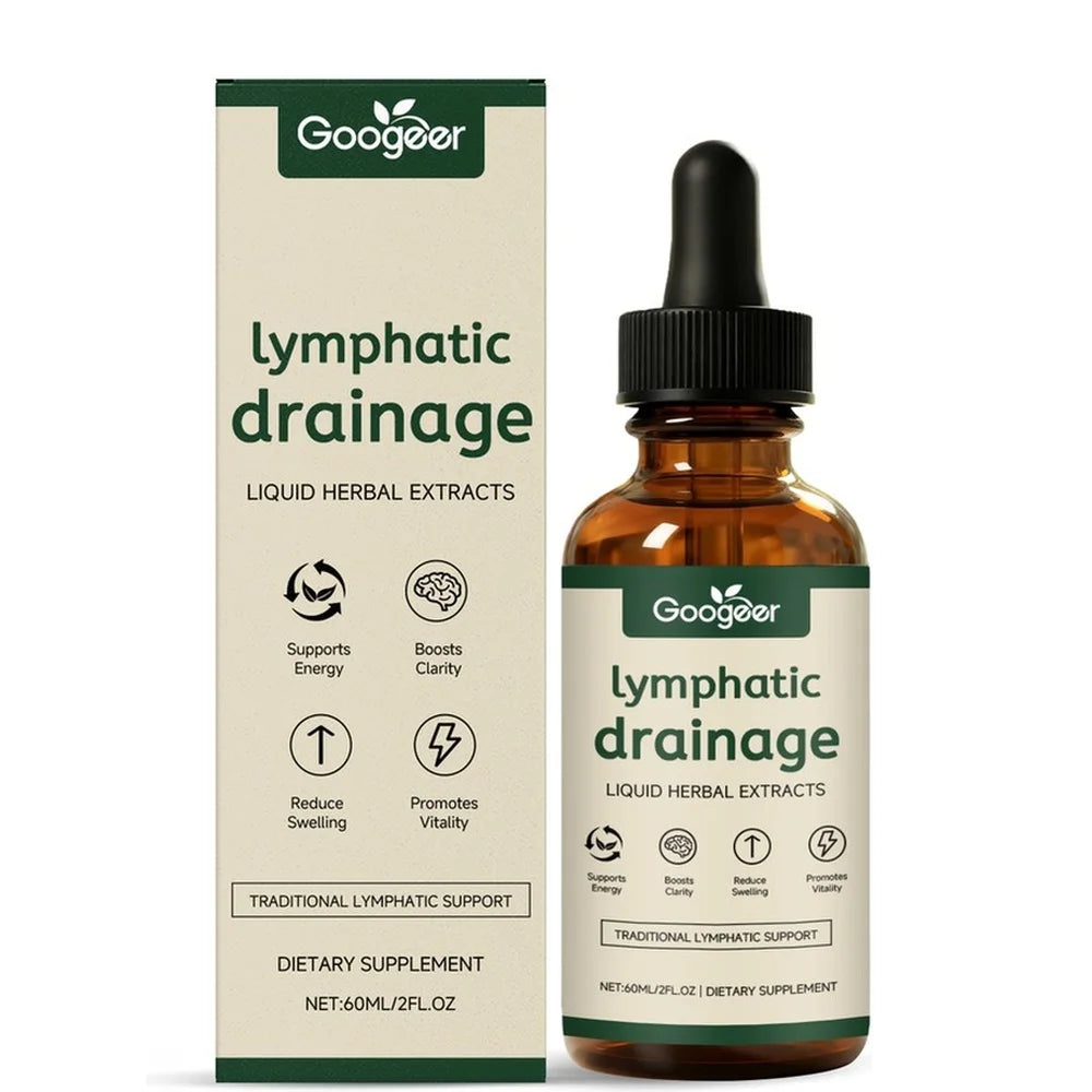 Googeer Lymphatic Drainage Drops for Bloat Relief & De-Puff, Lymph Node Detox Cleanse, Fluid Retention, Alcohol-Free 60 Servings