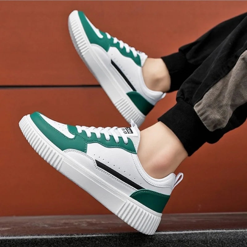 YRZL Fashion Leather Men Casual Shoes Lightweight Running Shoes Platform White Sneakers Outdoor Breathable Sport Shoes Shoes