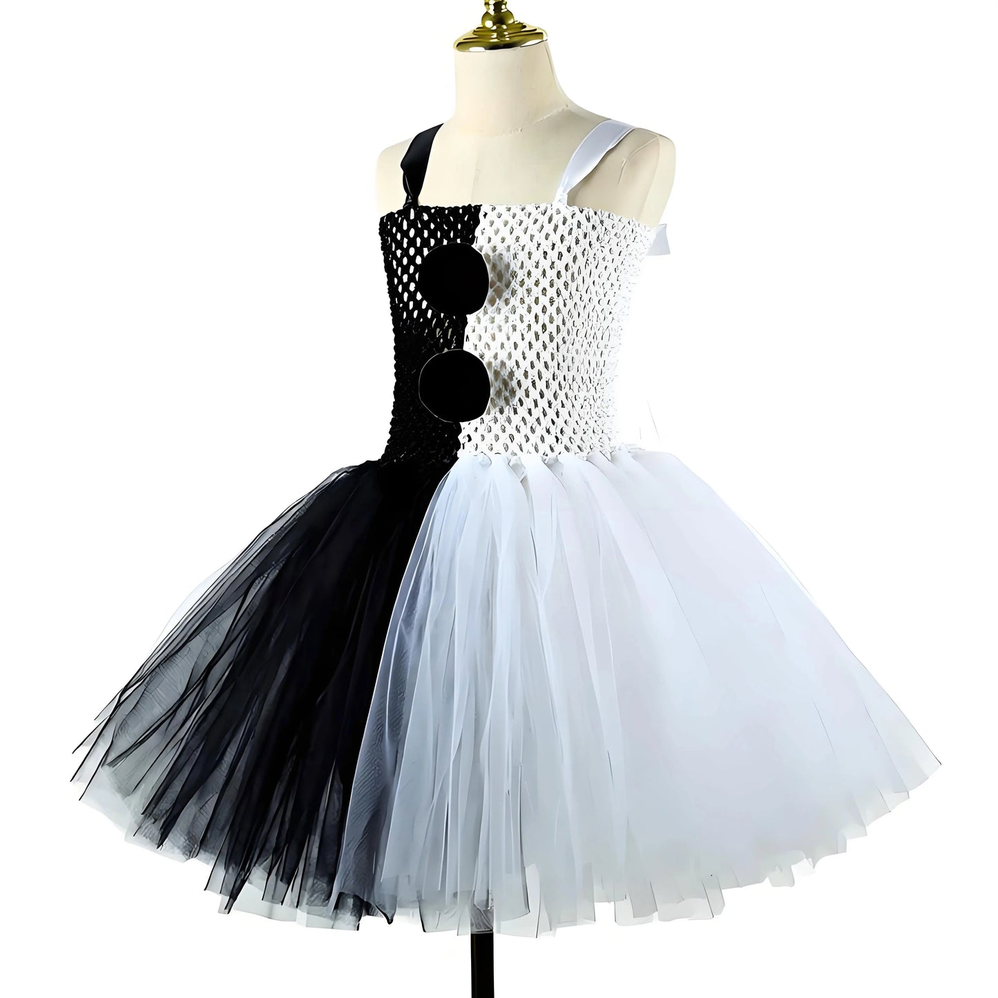 Girls Halloween Clown Costume Dress Kids Black White Scary Clown Dress with Hat Socks Gloves Set Carnival Cosplay Party Outfit