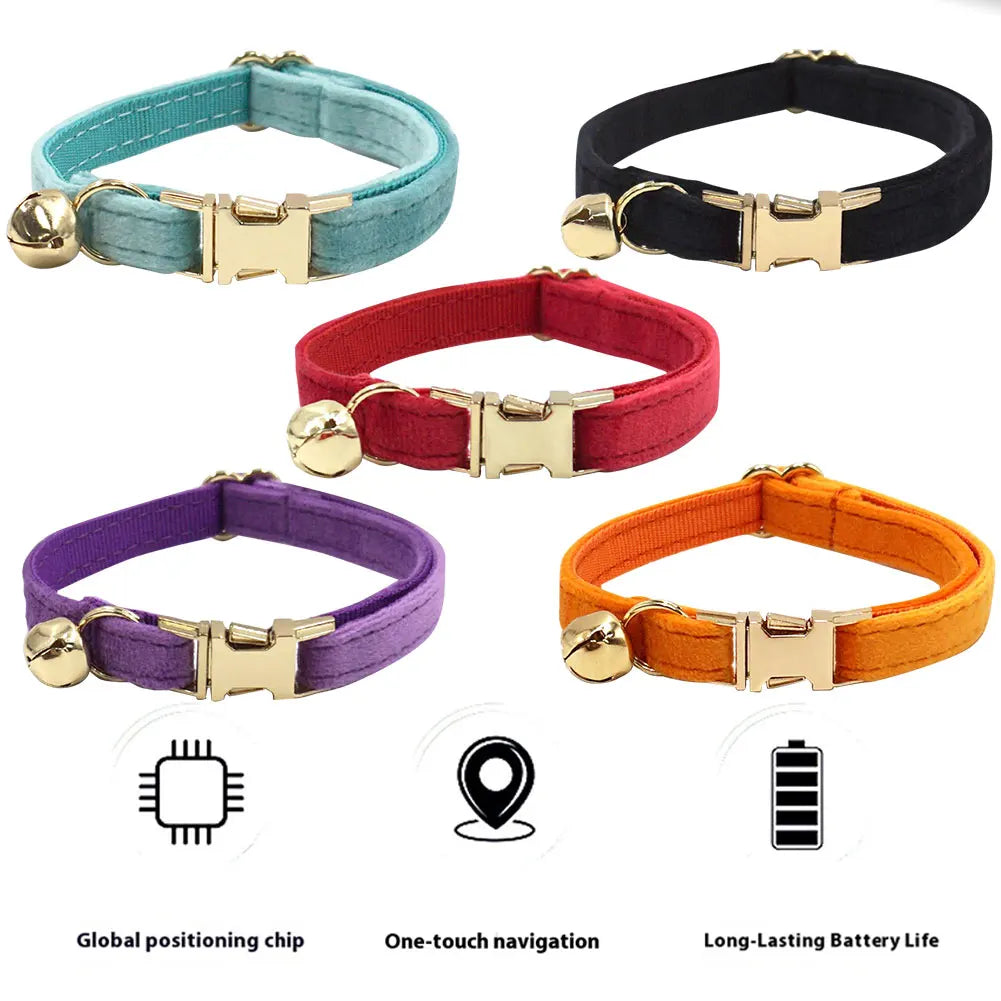 Smart Cat Collar with Bell Personalised Pet Accessories GPS Pet Locator Pet Tracking Collar Device Anti-lost for Cats Dogs