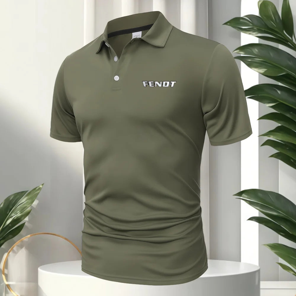 FENDT LOGO Splice New Men's Business Casual Short Sleeved Shirt Polo Shirt Fashionable Breathable Comfortable Versatile Top