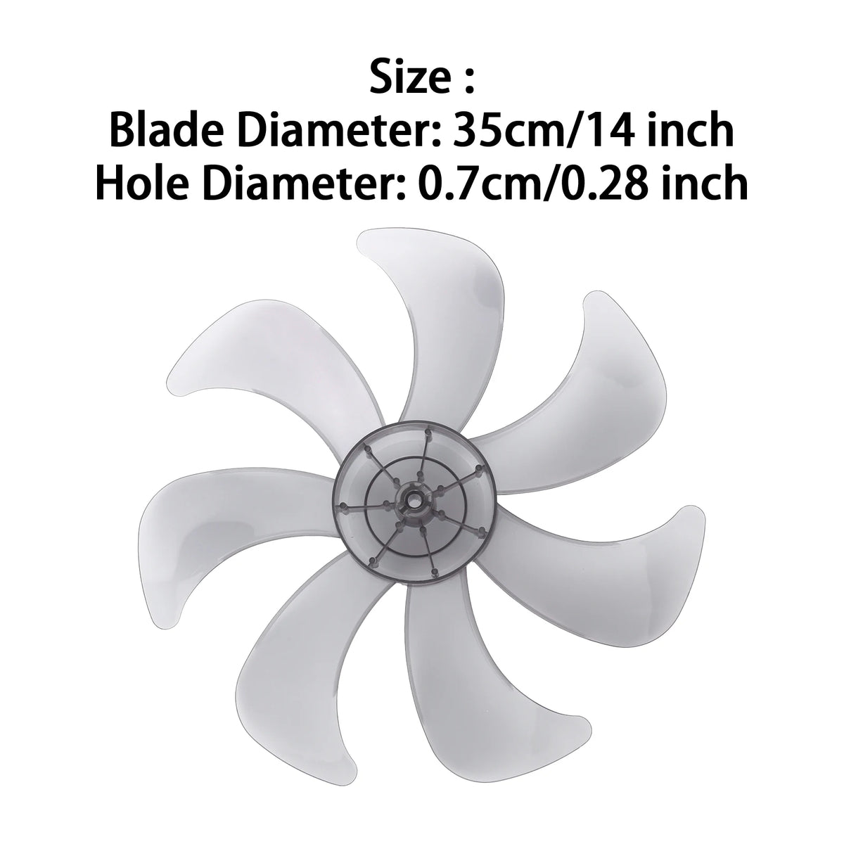 Gray 16 Inch Household Plastic Fan Blade 7 Leaves with Nut Cover for Standing Pedestal Fan Table Fanner General Accessories Fans