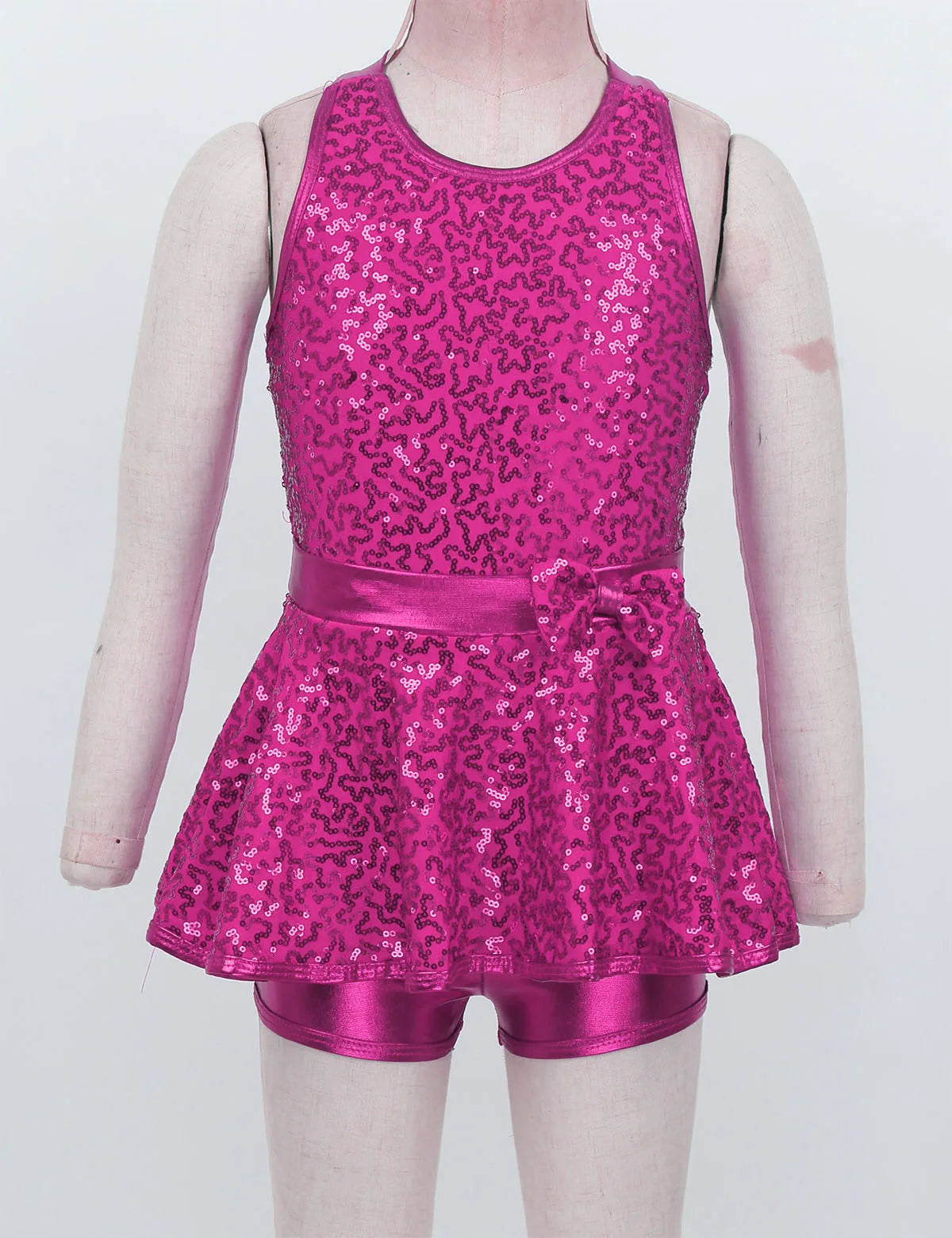 Kids Girls Shorty Unitard Sleeveless Sequin Rompers Leotard Bodysuit Performance Children Jazz Modern Dance Party Tap Costumes