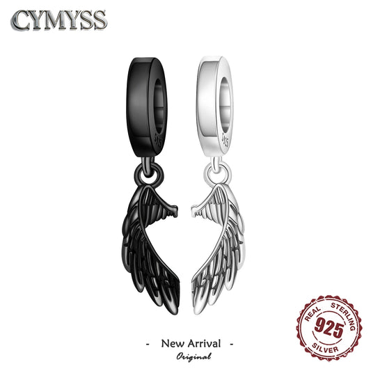 925 Sterling Silver Two-tone Symmetrical Angel Wing Pendant Necklace for Women Lucky Symbol Original Jewelry Party Couple Gift