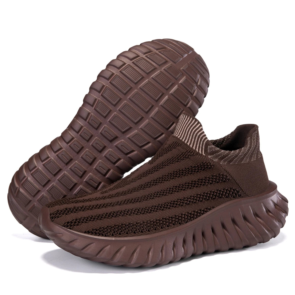Men's Slip On Casual Sport Shoes Comfortable Knitted Fabric Non-Slip EVA Sole Soft Walking Shoes Women's Sneakers Unsiex Loafers
