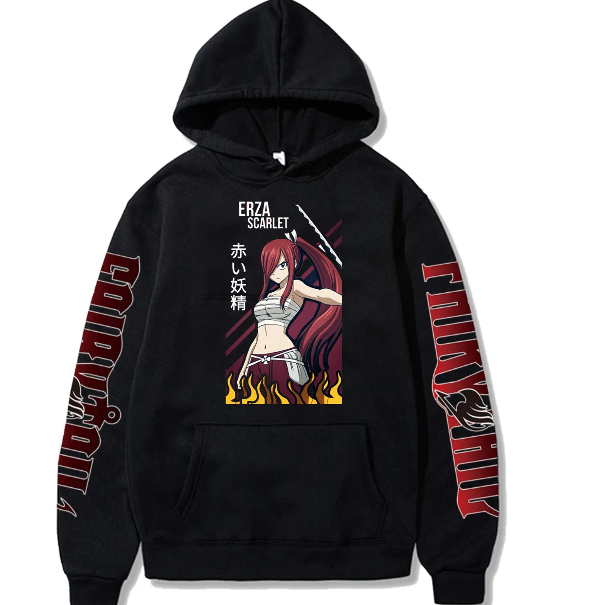 Fairy Tail Print Anime Men's Hoodie Erza Scarlet Clothes Tops Men's Loose Sweatshirts Hip Hop Streetwear Harajuku Male Pullover