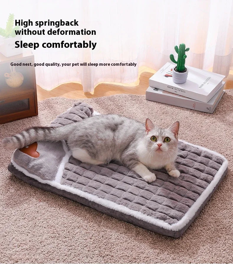 2024 NEW Winter Warm Dog Sleeping Mat Comfortable Dog Bed Plush Pet Mat for Small Medium Large Dogs Square Puppy Bed with Pillow