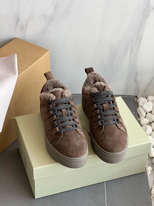 Withered Top Quality Vintage Comfortable Shoes Nordic Winter Snow Shoes Women Sheep Suede Wool Sneakers Women