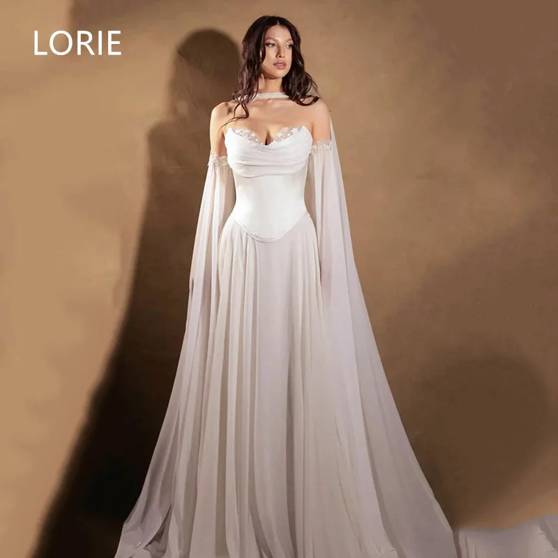 LORIE Sexy A-line Lace Appliques Wedding Dress Luxury Princess Sweetheart Wedding Gowns Backless Bride Gown Customized2025