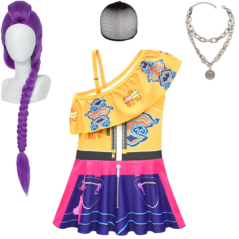 Summer 2026 Kpop Kids Swimsuit Festival Children Cosplay Demon Hunter Rumi Girls Outfits Holiday Beach Party Children's Swimwear