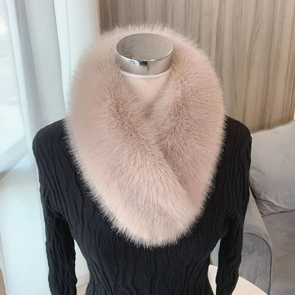 Women Hair Collar Winter Female Fur Scarf Solid Color Shawl Imitation Fur Scarf Artificial Wool Bib