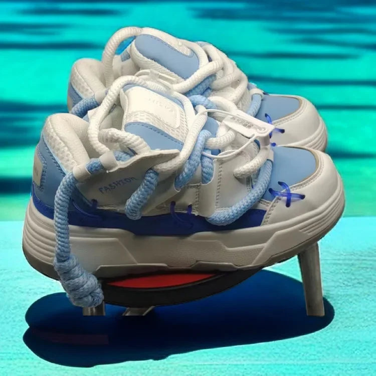 Retro Thick Bottom Athletic Shoes for Men Coupling Traction Trends High Rhythm Old Father Sport Shoes Dynamic Personality