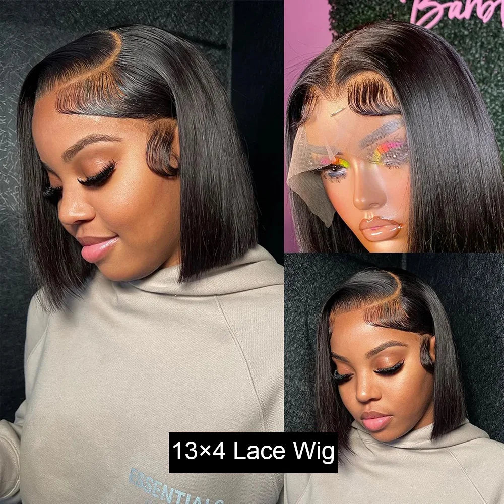 Bob Wig Human Hair 13x4 Lace Frontal Short Straight Lace Front Bob Wig For Black Women Human Hair Natural Color Wigs Pre Plucked