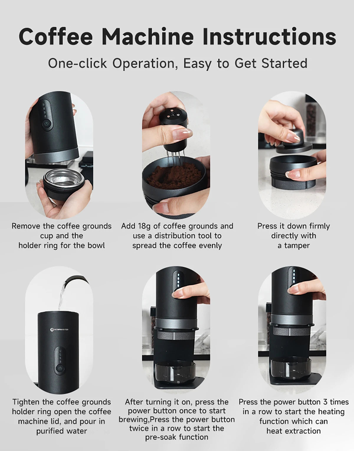 STARSEEKER S58/S58Pro Portable Espresso Coffee Maker Wireless Heating Coffee Machine Bottomless Handle Bottomless Extraction