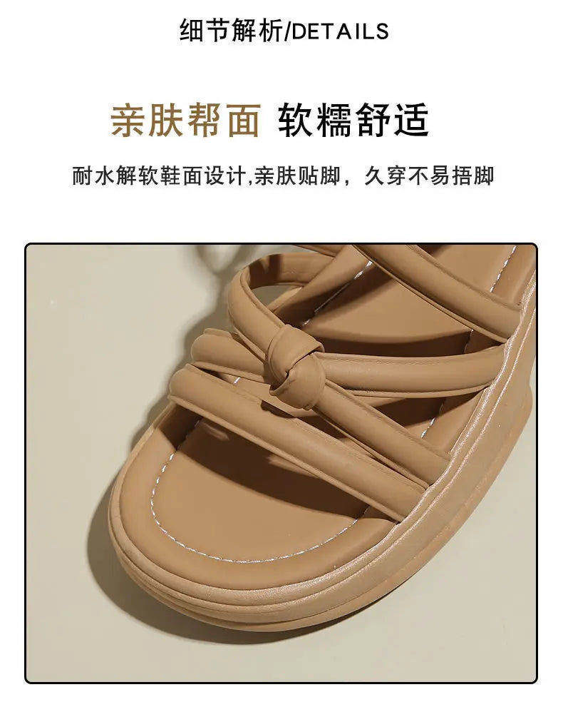 Summer Sandals New Fashion Simple Women's Shoes Breathable Non Slip Simple Roman Shoe Hollow Lightweight Retro 2025 Beach Shoes