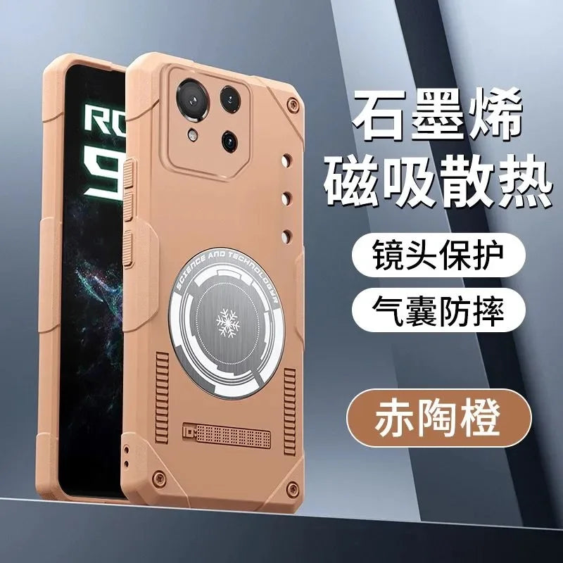 For ASUS ROG Phone 9 Case Simple Magnetic For MagSafe Built In Metal Heat Sink Cover For ASUS ROG Phone 9Pro Shell Non-Slip