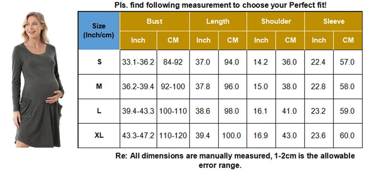 Emotion Moms Long Sleeve Pregnancy Maternity Clothes Nursing Clothing Breastfeeding Dresses for Pregnant Women Maternity Dress