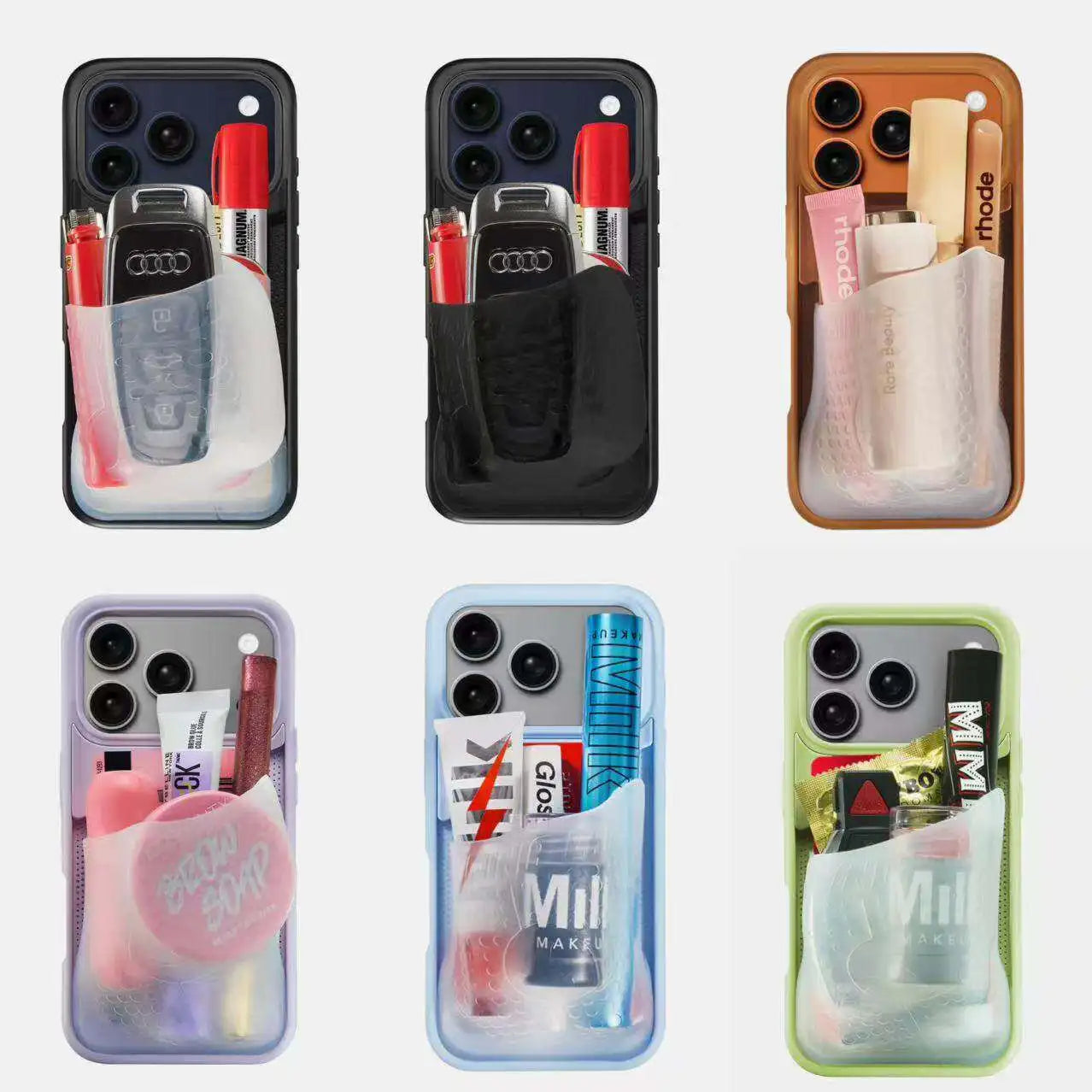 HOT Ninja Labs Solid Color Soft Large Capacity INS Pocket Case For iPhone 16 15 14 13 12 17 Pro Max Liquid Silicone Wallet Cover