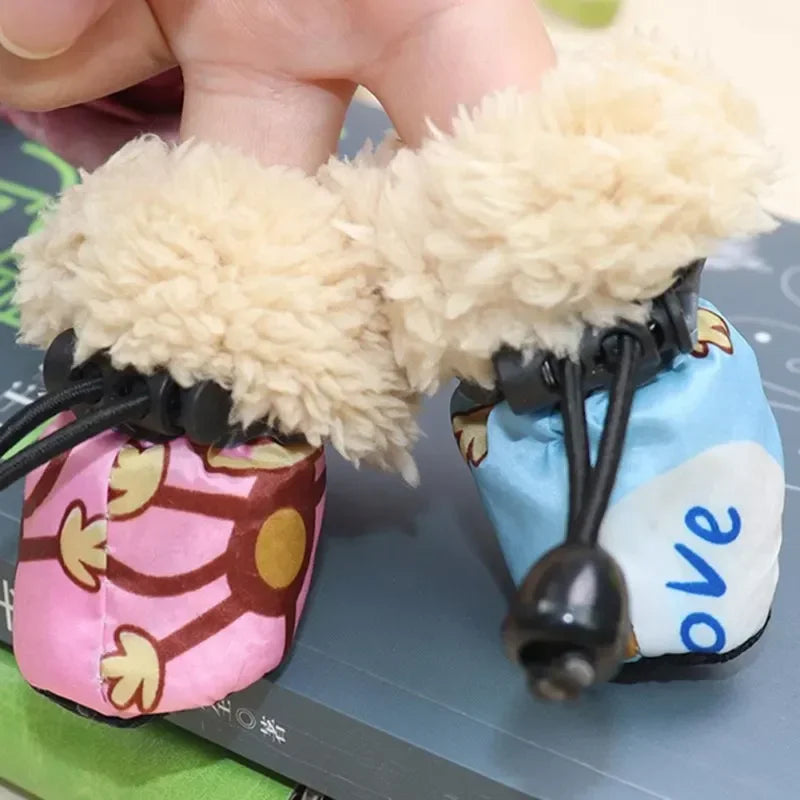 4PCS Dog Shoes Winter Super Warm Cotton Shoes Anti Slip Dog Boots Dogs Paw Protectors Puppy Shoes Pet Product Dog Accessories #
