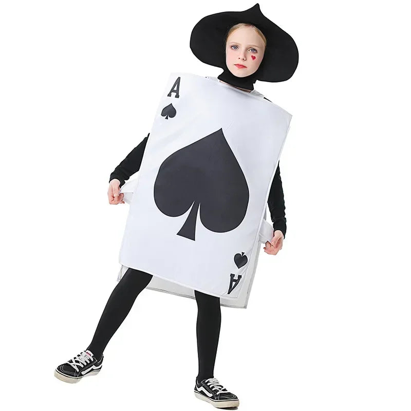 Halloween Playing Cards Heart Costume Adult Children Alice in Wonderland Stage Performance Costume Suit
