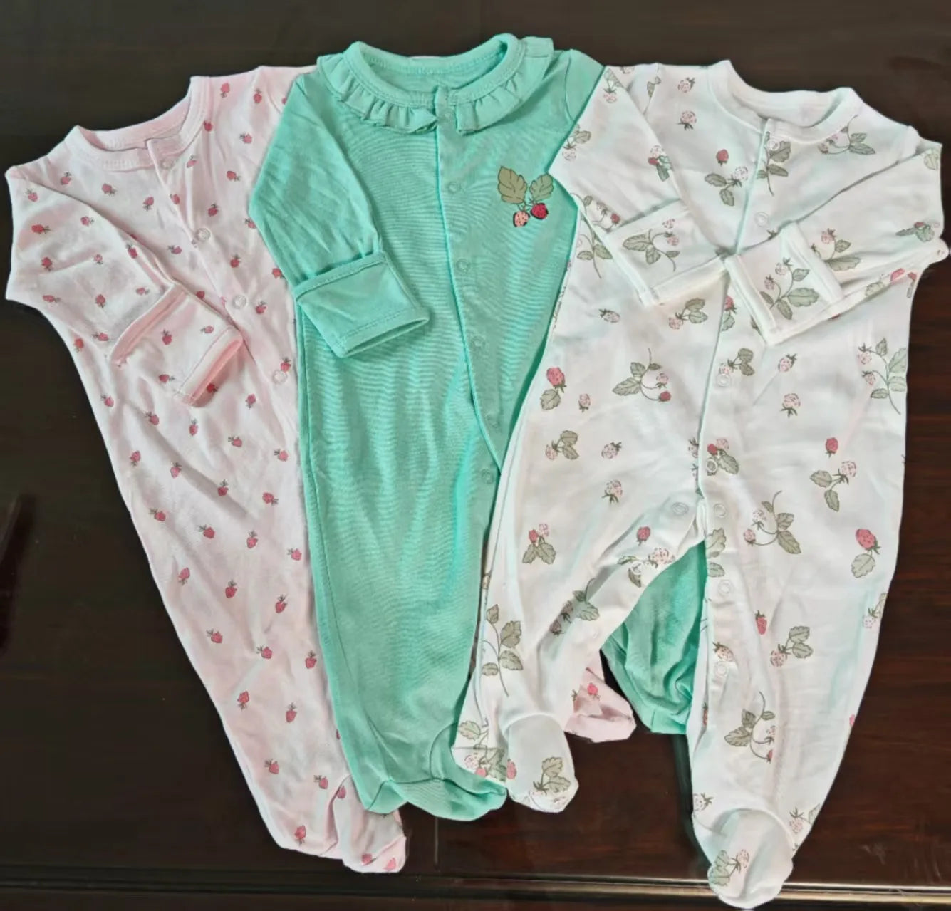 3pcs/Lot Cotton Soft Baby Romper Jumpsuit for Boys Girls with Zipper Footed Long Sleeve Pajama Sleepsuit Outfit Infant Clothes