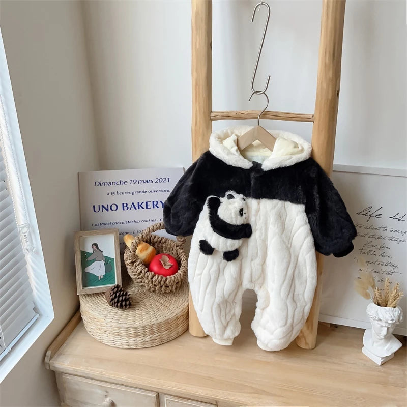 Baby Jumpsuit Baby Plush Panda Plush Hooded Climbing Suit Newborn Baby Cloth Baby Boy Cloth Baby Cloth ملابس داخلية قطعة واحدة