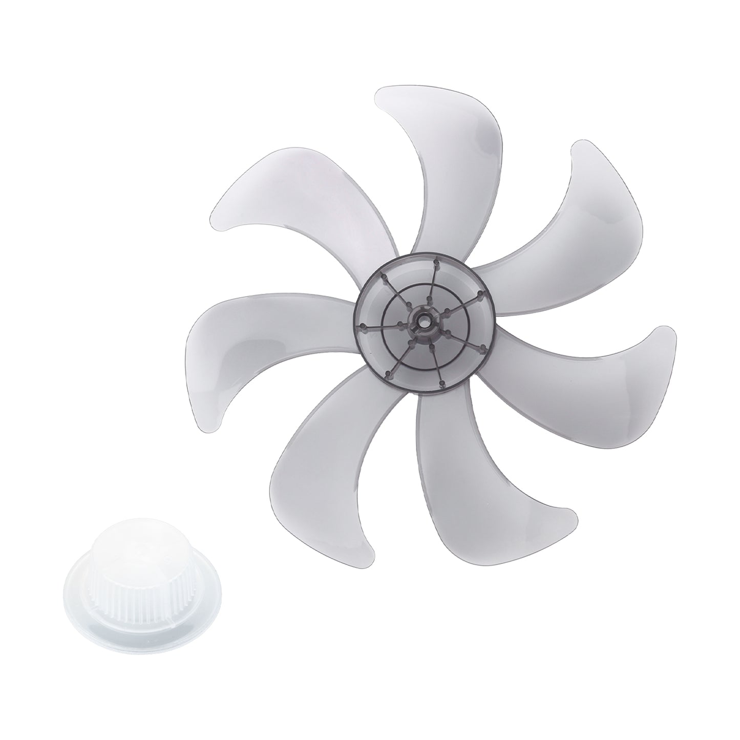 Gray 16 Inch Household Plastic Fan Blade 7 Leaves with Nut Cover for Standing Pedestal Fan Table Fanner General Accessories Fans