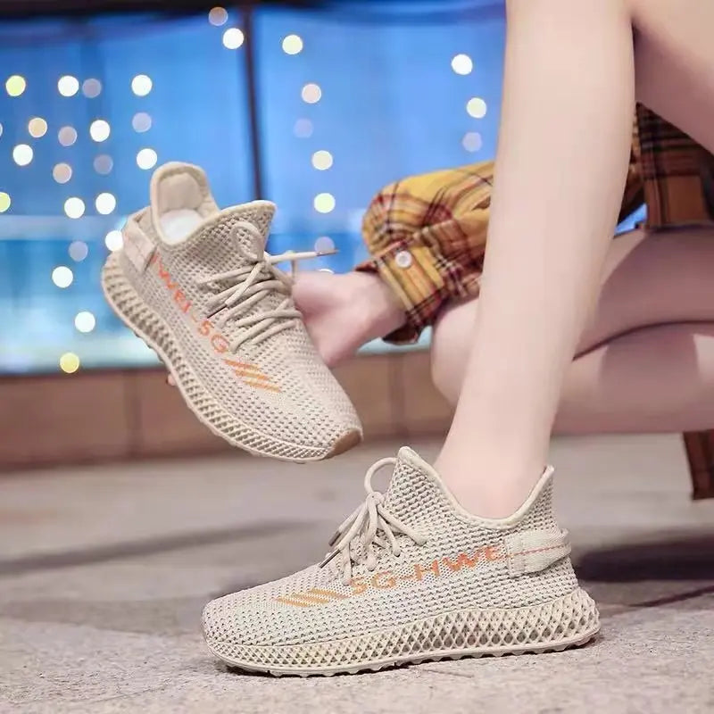 Women's Sneakers 2023 New Fashion Breathable Trainers Comfortable Sneakers Women Mesh Fabric Lace Up Female Footwear Women Shoes