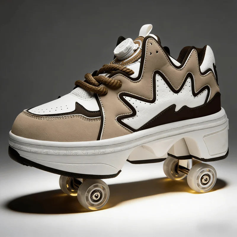Stylish skating: 2-in-1 white convertible roller skates, leading the way in roller skating and making the best gift for friends.