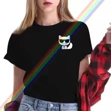 Luxury Brand Cat T-shirt Women's Summer Casual T-shirt Women's Street Short-sleeved T-shirt Vintage Clothes Y2k Top Harajuku