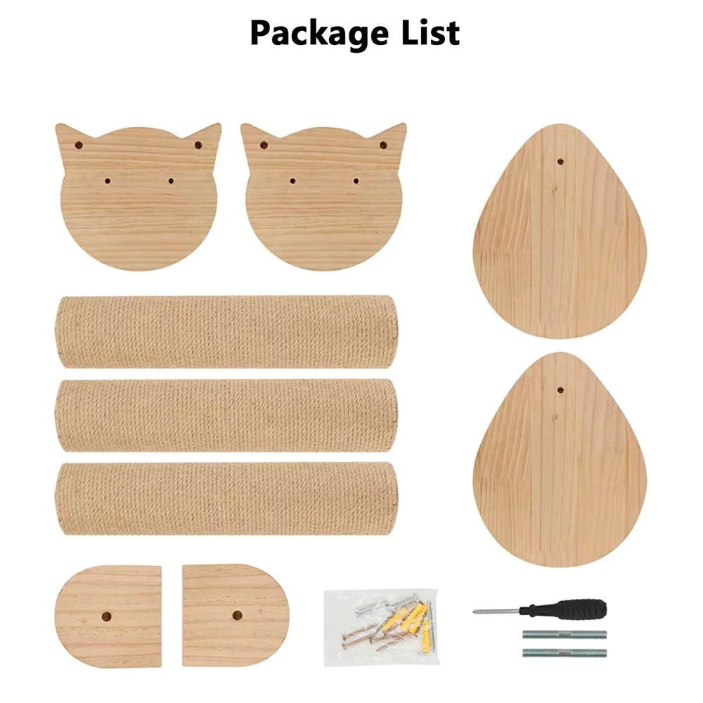 Cat Tree With Scratching Posts 2 Perches Platforms Wall Mounted Sisal Scratcher Hammock For Cats Kittens Climb Play Rest