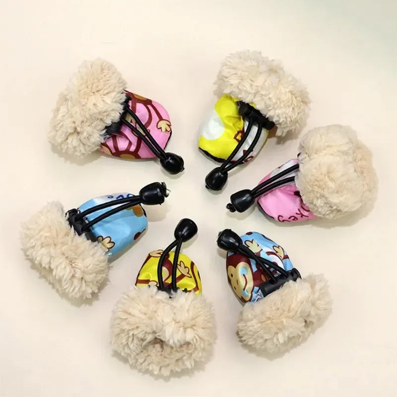 4PCS Dog Shoes Winter Super Warm Cotton Shoes Anti Slip Dog Boots Dogs Paw Protectors Puppy Shoes Pet Product Dog Accessories #