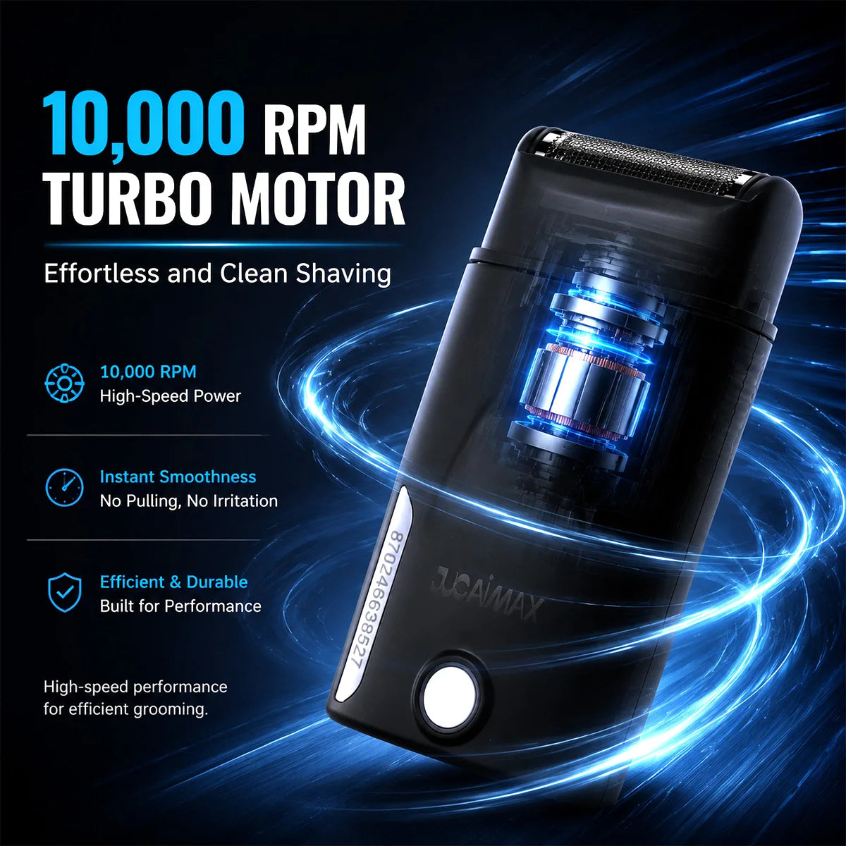 JUCAI 10008A Men Electric Shaver Beard Trimmer for Men Mini Body Cordless with Dock 10000RPM Professional Shaver for Barbershop