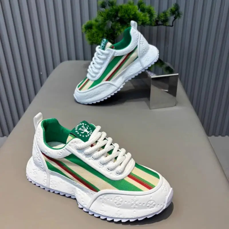 Chunky Sneakers Men Designer Cover Bottom Board Shoes Fashion Casual Leather Fabric Breathable Increased Internal Platform Shoes