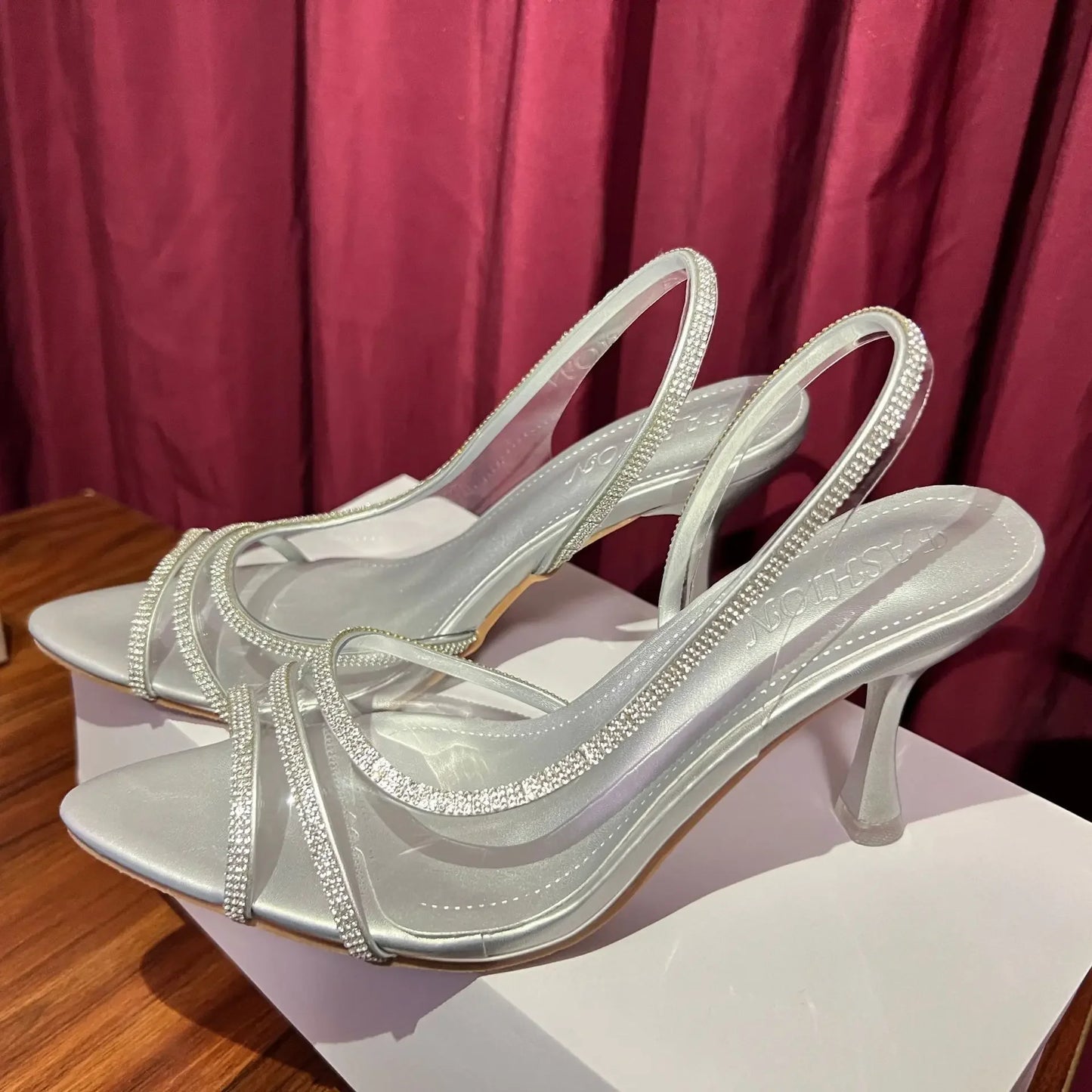 Transparent Water Diamond Women's Sandals Summer 2025 New Style Versatile Fish Mouth Pointed Toe Elegantly Exposed Toe Stiletto