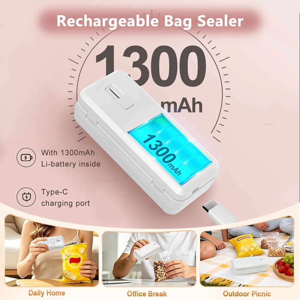Plastic Bag Sealer Mini Heat Bag Sealing Machine Handheld Portable Plastic Bag Sealing Machine USB Rechargeable Mini Heat Sealer