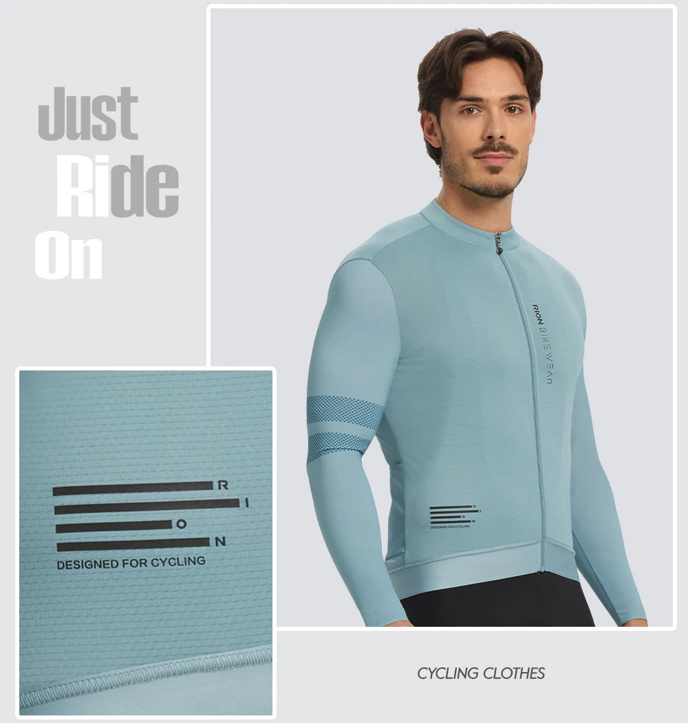 RION Men Cycling Jerseys Long Sleeves MTB Jersey Bike Shirts UPF 50+ Sun Protection Pro Team Uniform Mountain Bicycle Clothing