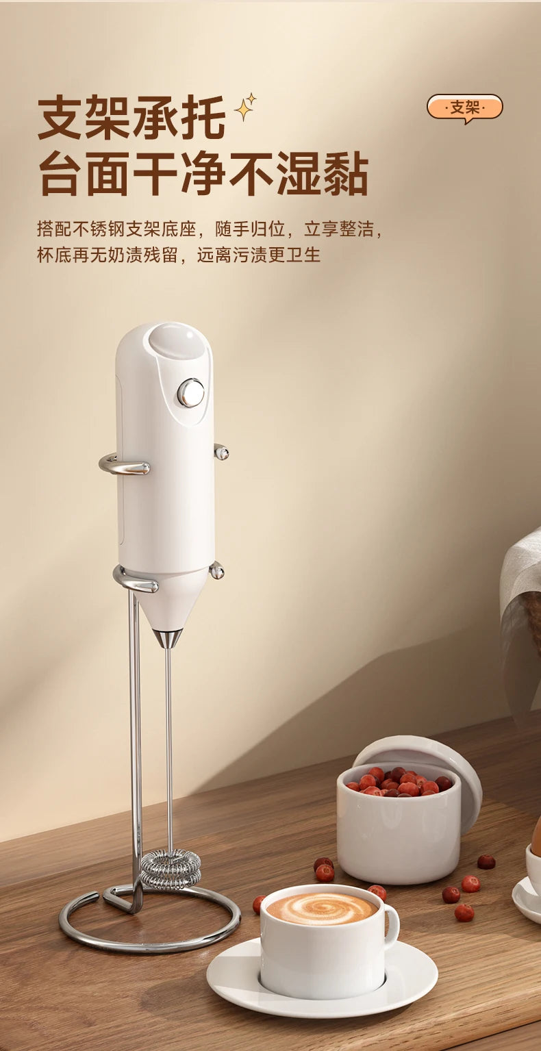 Wireless Milk Frother Electric Handheld Dry Battery Powered Blender Mini Coffee Maker Whisk Mixer For Coffee Cappuccino Cre