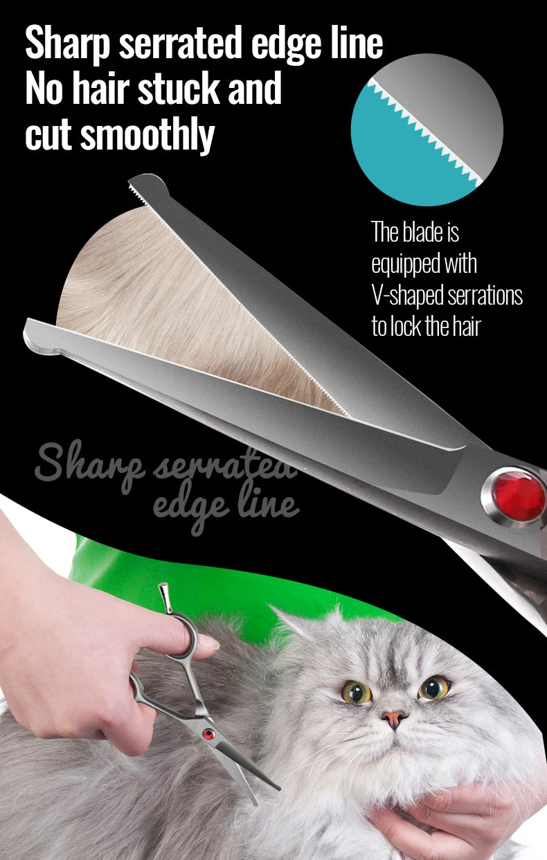 Fenice 4.5 Safety Round Tip Pet Dog Cat Grooming Cutting Scissors Dogs Hair Cutting Shear for Eyes/Face/Foot/Nose