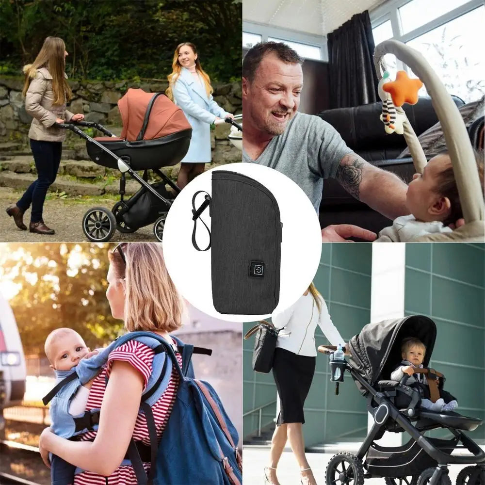 USB Baby Bottle Warmer 3-speed Temperature Adjustment Breastmilk Storage Tote Insulated Milk Bottle Bags For Outdoor Car Travel