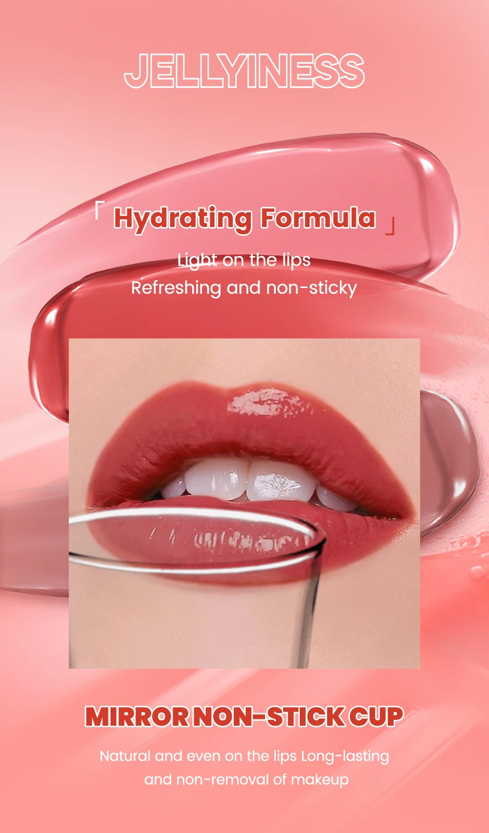 QIBEST Watery Gloss Lip Glaze Moisturizing Long Lasting Sexy Red Liquid Lipstick Mirror Glossy Lip Gloss Tint Cosmetic For Women