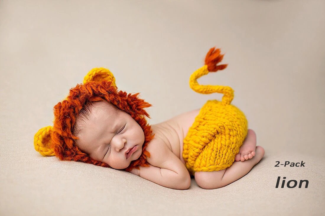 Handmade Crochet Costume Halloween Photoshoot for Baby Boy Photography Props Outfits Newborn Babies Gifts 0-6M Lion Pants Set