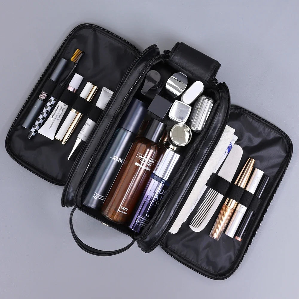 Multi Pockets PU Toiletry Bag For Women Men Travel Essentials Makeup Bags Waterproof Hanging Bag Cosmetic Washing Organizer Bag