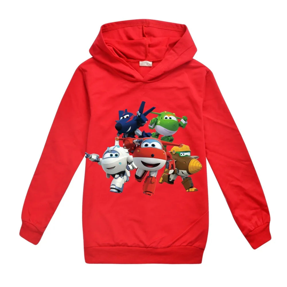 2-16Years Autumn Costumes Super Wings Hoodie Kids Clothes Boys Sweatshirts Cartoon Tops Toddler Girls Outfits Baby Boy Coats