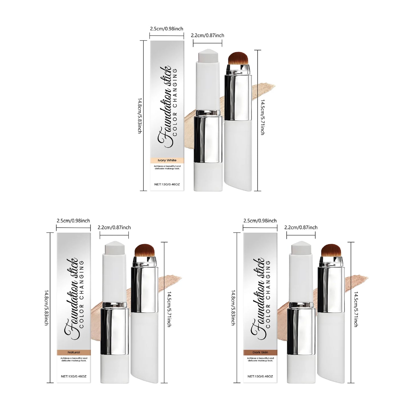 Dual-Action Color-Changing Foundation Stick - Skin-Nourishing, Lightweight Matte Finish, All-in-One Portable Makeup Stick
