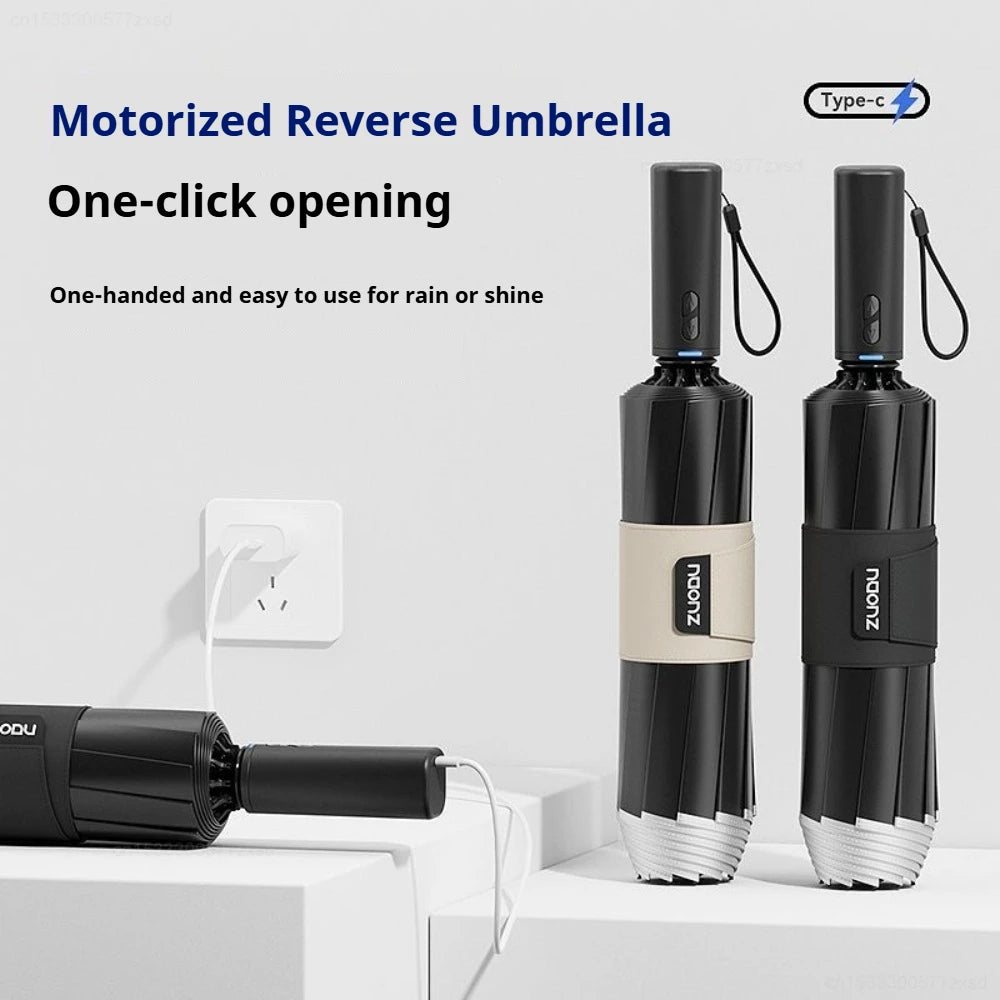 ZUODU Intelligent Electric Reverse Umbrella Fully Automatic Reinforcement Thickened Durable Rainproof Sunscreen Dual Use