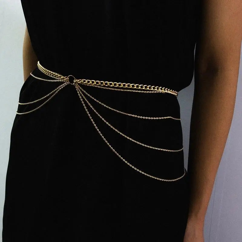 39BD Sexy Women Beach Jewelry Waistchain Personality Chain Body Chain Decor