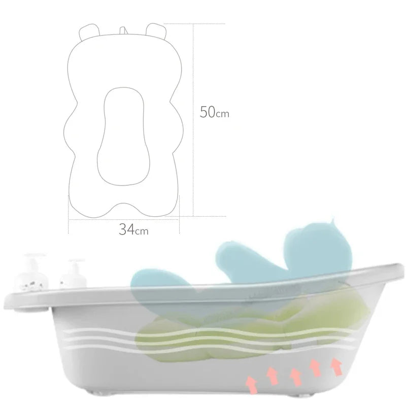 Baby Bath Seat Floating Water Pad Portable Foldable Baby Bathtub Pad Ajustable Bath Tub Shower Cushion Newborn Support Seat Mat