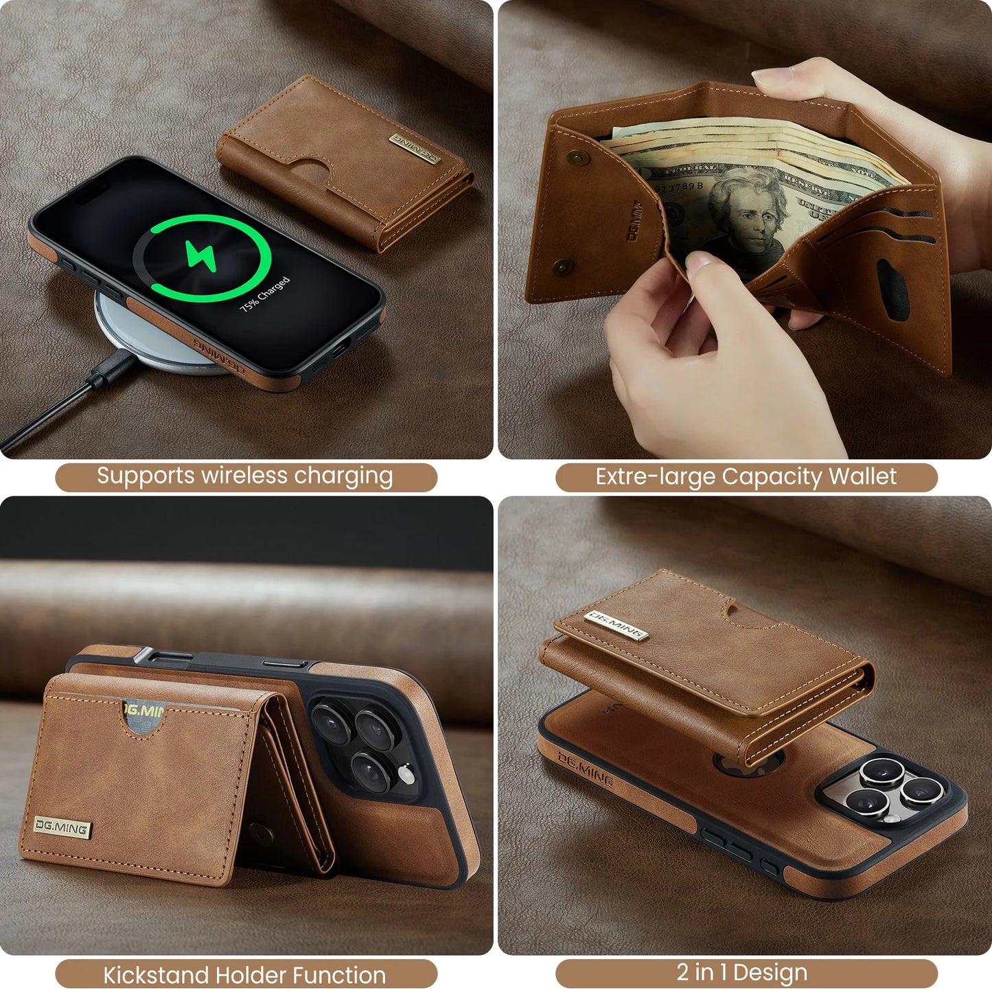Magnetic Leather Wallet Card Phone Case For iPhone 17E 17 Air 16E 16 Pro Max 15 Plus 14 13 12 11 Flip Wireless Charging Cover