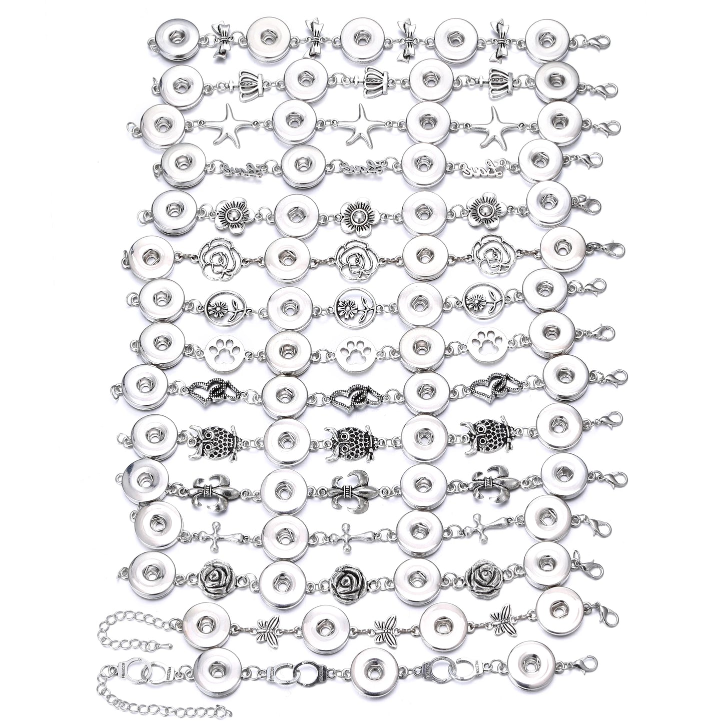 10pcs/lot Wholesale Metal 18mm Snap Button Bracelet Bangles Silver Gold Color Snap Bracelet Fit 20mm 18MM Snap Buttons Jewelry